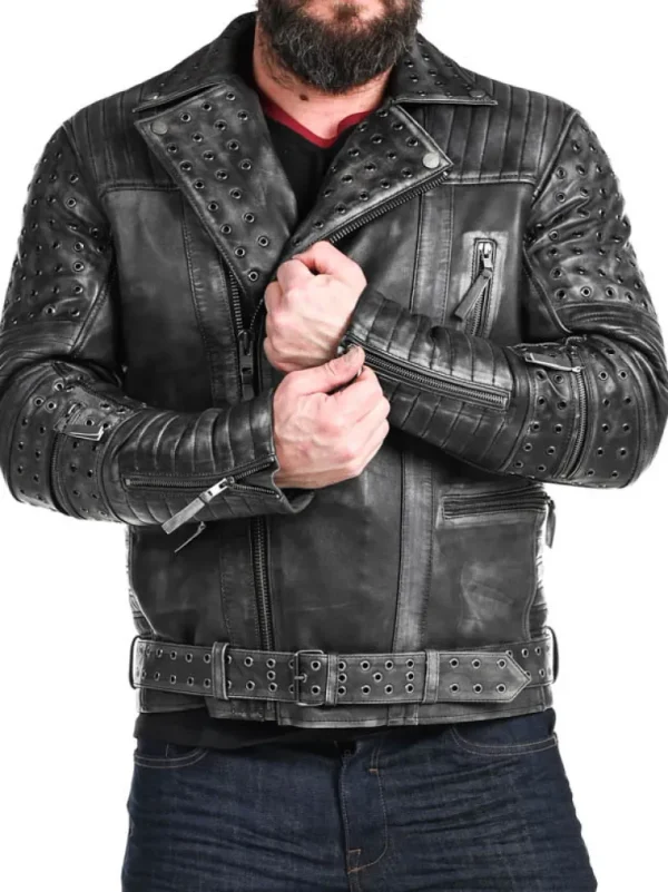 Rd Salvator Biker Skindjakke - Morkegra^* New