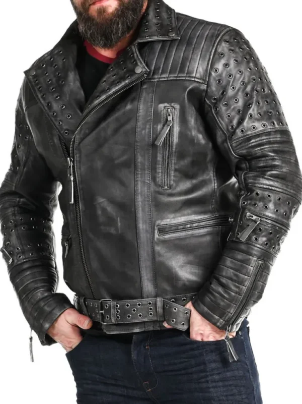 Rd Salvator Biker Skindjakke - Morkegra^* New