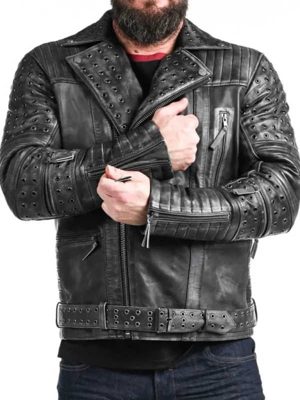 Rd Salvator Biker Skindjakke - Morkegra^* New