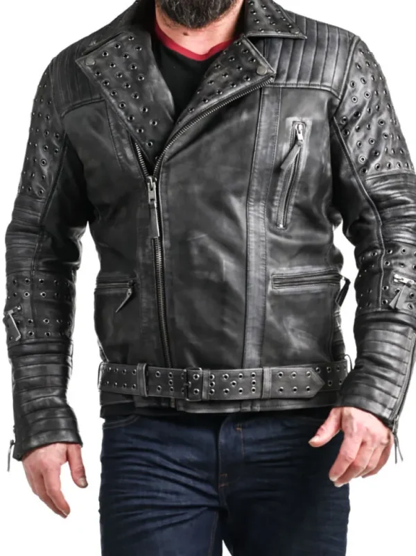 Rd Salvator Biker Skindjakke - Morkegra^* New