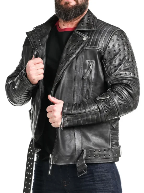 Rd Salvator Biker Skindjakke - Morkegra^* New