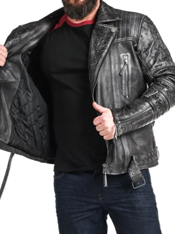 Rd Salvator Biker Skindjakke - Morkegra^* New