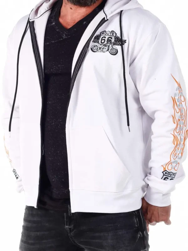 Route 66 Hoodie - Hvid^* Shop