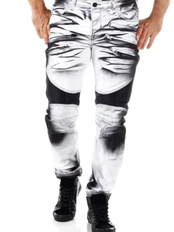 Sanchoz Jeans - Hvid/Sort^Kingz Sale