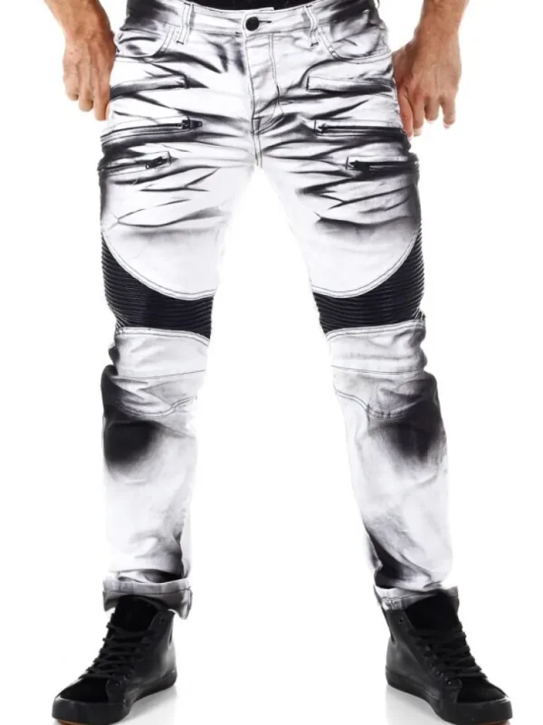 Sanchoz Jeans - Hvid/Sort^Kingz Sale