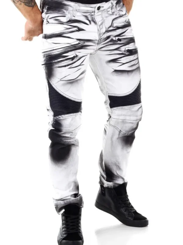 Sanchoz Jeans - Hvid/Sort^Kingz Sale